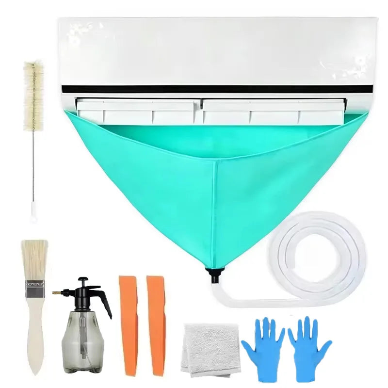AC Cleaning Kit – Leak-Proof Cover, Brushes & Water Pipe Set AC Cleaning Kit Axl 8PCs 1