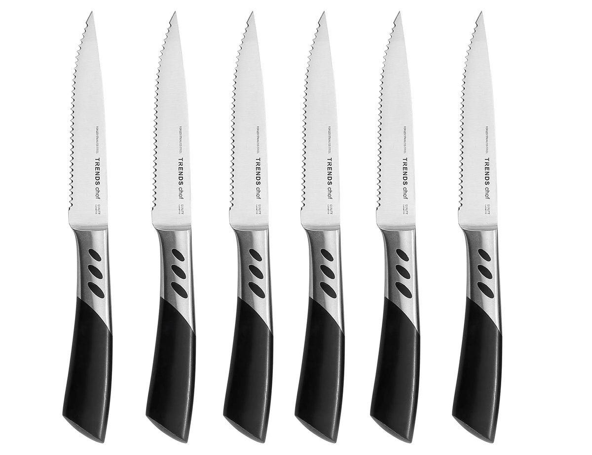 6-Piece Serrated Steak Knife Set – German Stainless Steel Steak Knife Set Axl 6 Pc Knife Set