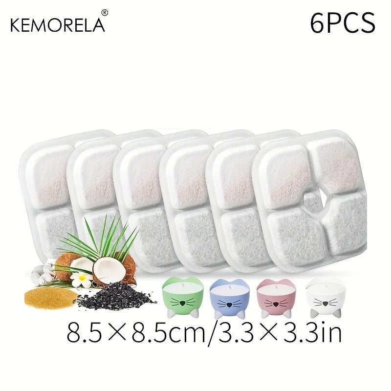 KEMORELA 6/12 Replacement Filter Chips – Pet Cat Water Fountain Pet Fountain Filter Axl 6pcs