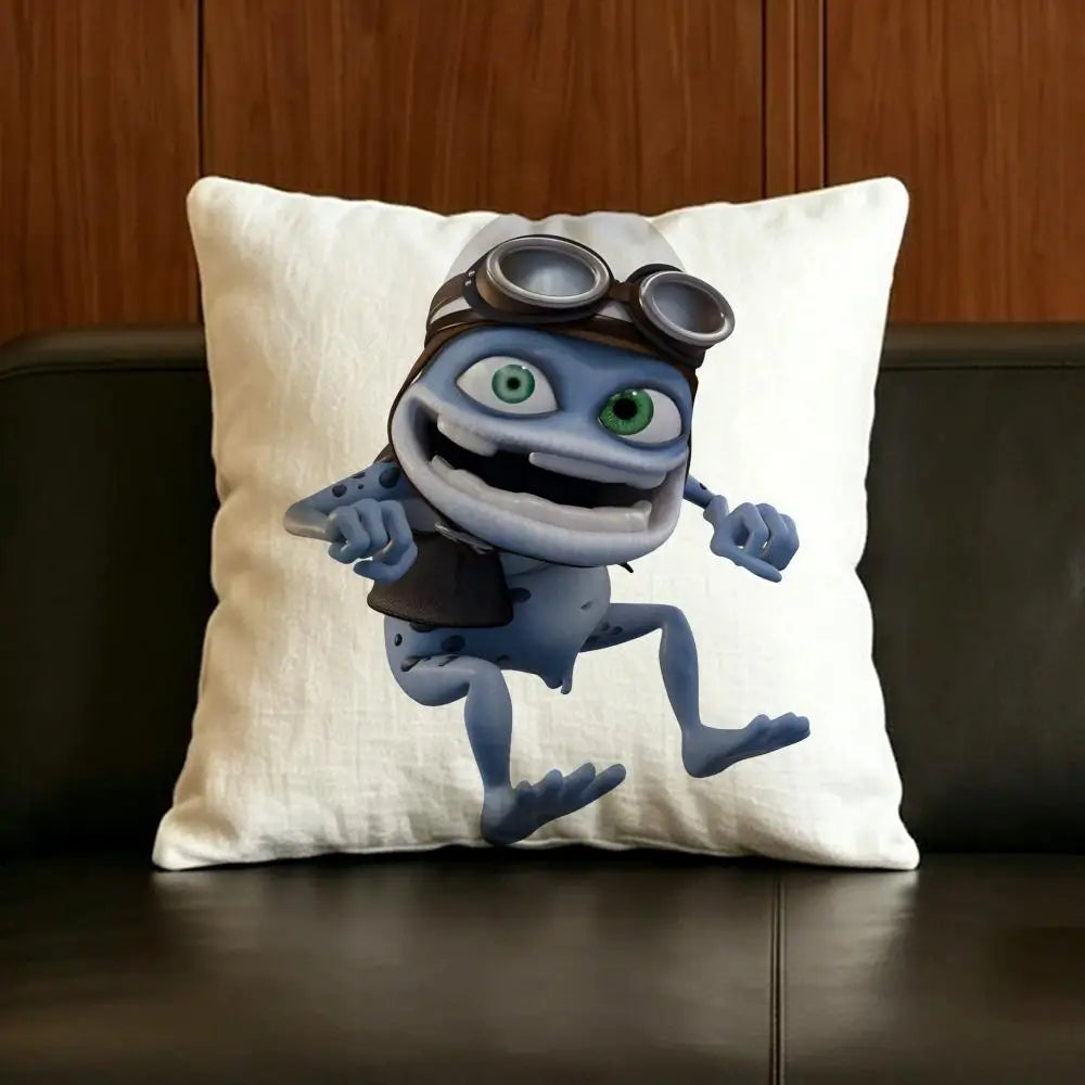 Cartoon Frog Linen Cushion Cover | Sofa, Bed & Chair Pillow Set Linen Cushion Cover Axl White3 45X45cm