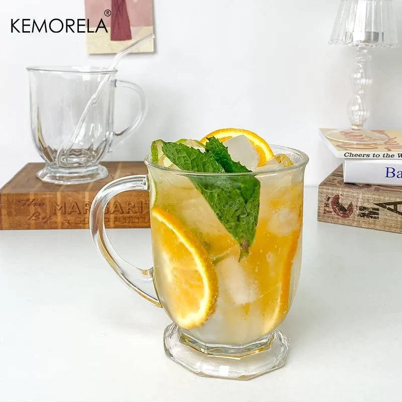 KEMORELA Retro Glass Mug with Handle – 480/700ml Large Cup Glass Mug Axl