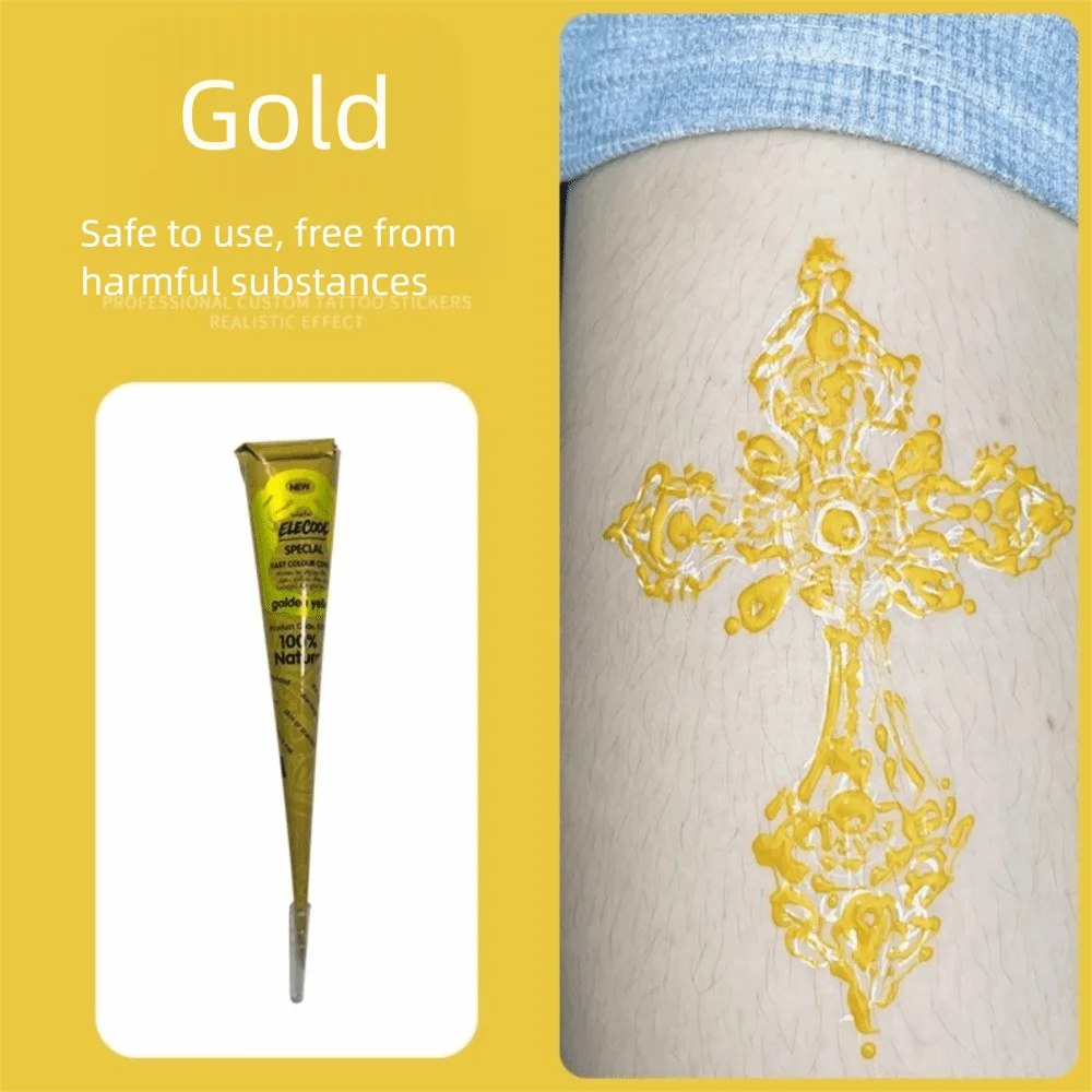 Natural Henna Paste Cone – Semi-Permanent Mehndi Body Art Henna Body Art Axl Gold