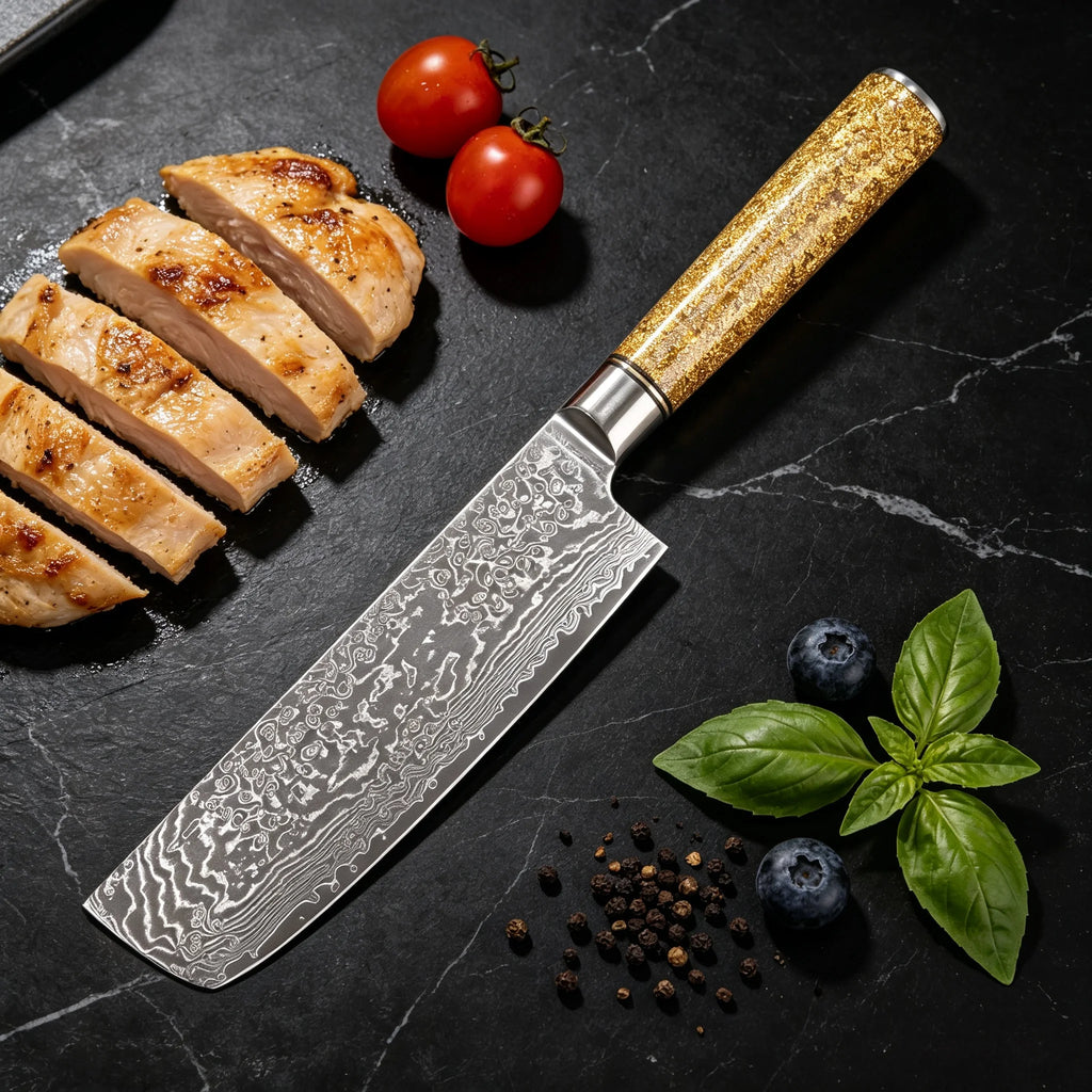67-Layer Damascus Steel Japanese Nakiri Chef Knife Damascus Kitchen Knife Axl