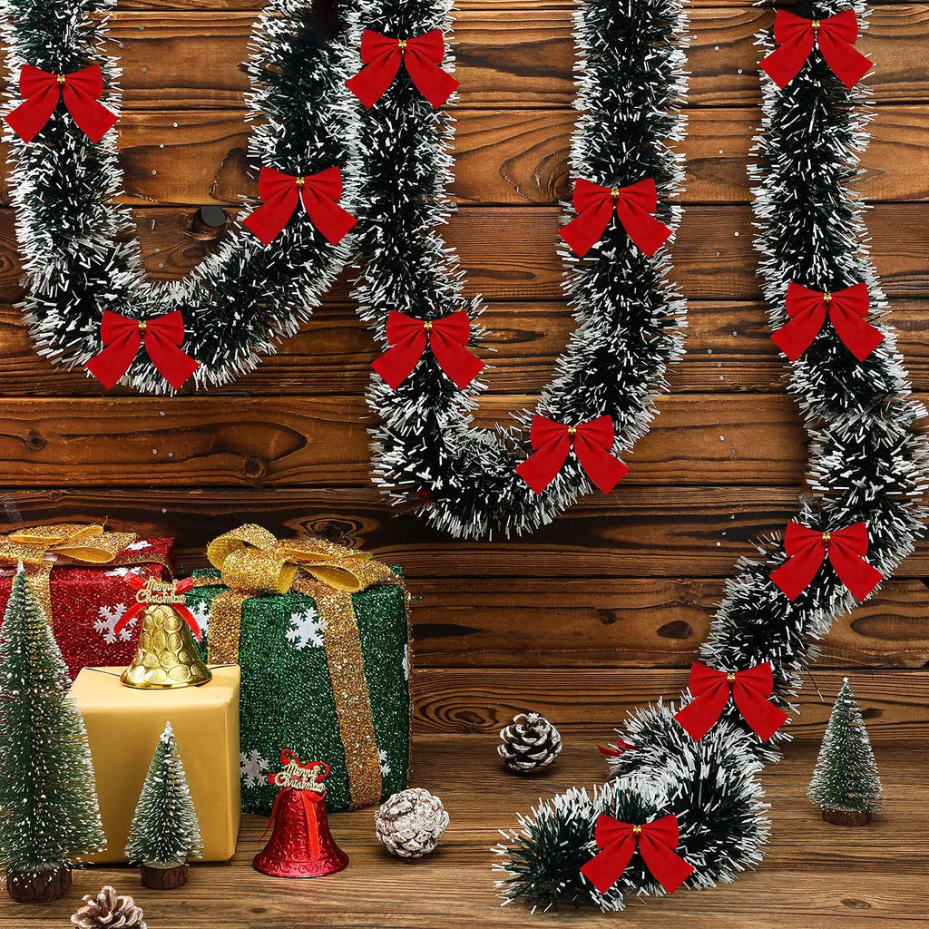 Artificial Christmas Tinsel Garland with Bowknot | Xmas Decor Christmas Tinsel Garland Axl