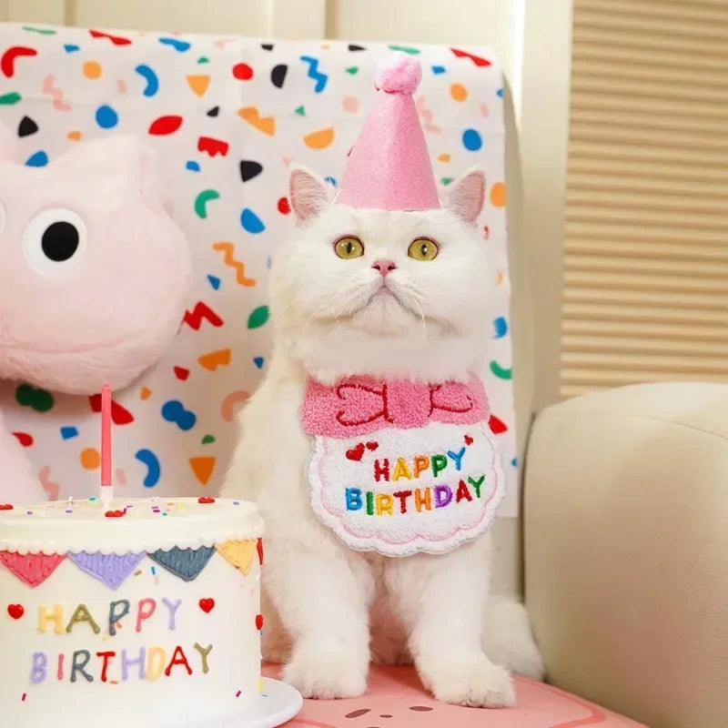 Pet Birthday Hat & Scarf Set – Cute Cat & Dog Accessories Pet Costume Set Axl