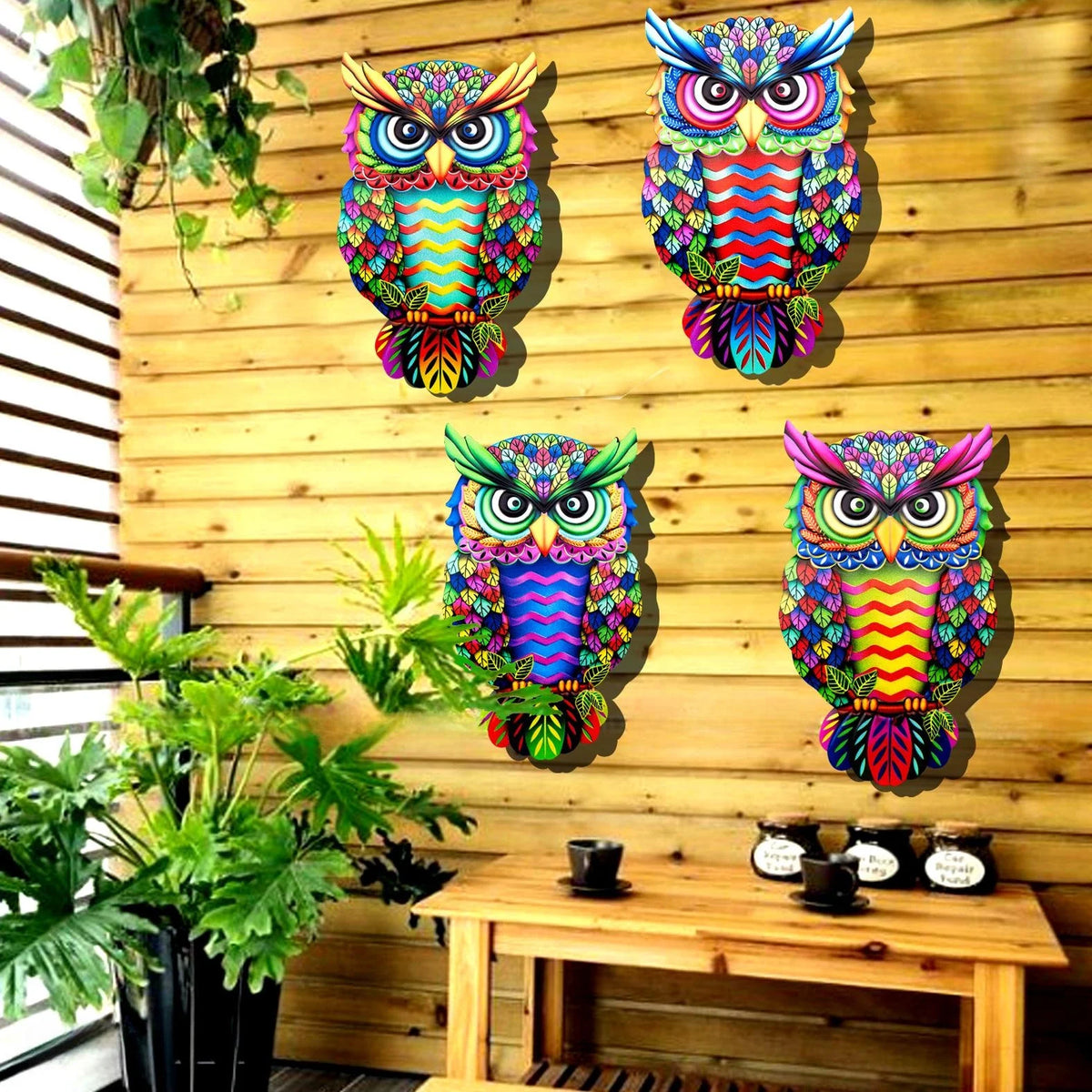Colorful Metal Owl Wall Decor | Iron Art Hanging Sculpture Metal Wall Sculpture Axl