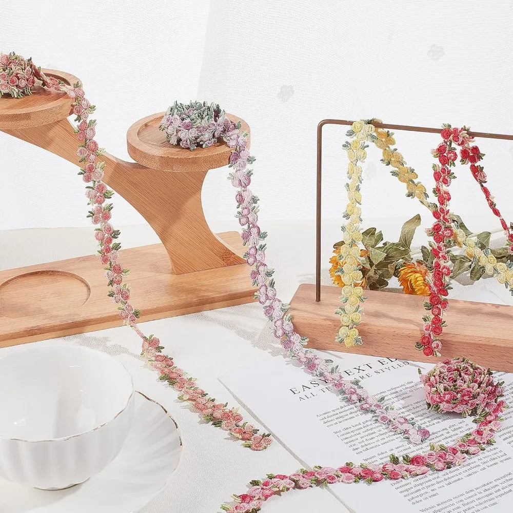 5-Color Floral Lace Trim Ribbon Set – 5 Yards, 20mm Wide Lace Trim Ribbon Axl