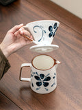 Ceramic Pour Over Coffee Dripper Set 500ml – Blue & White Pour Over Coffee Dripper Axl 1 set