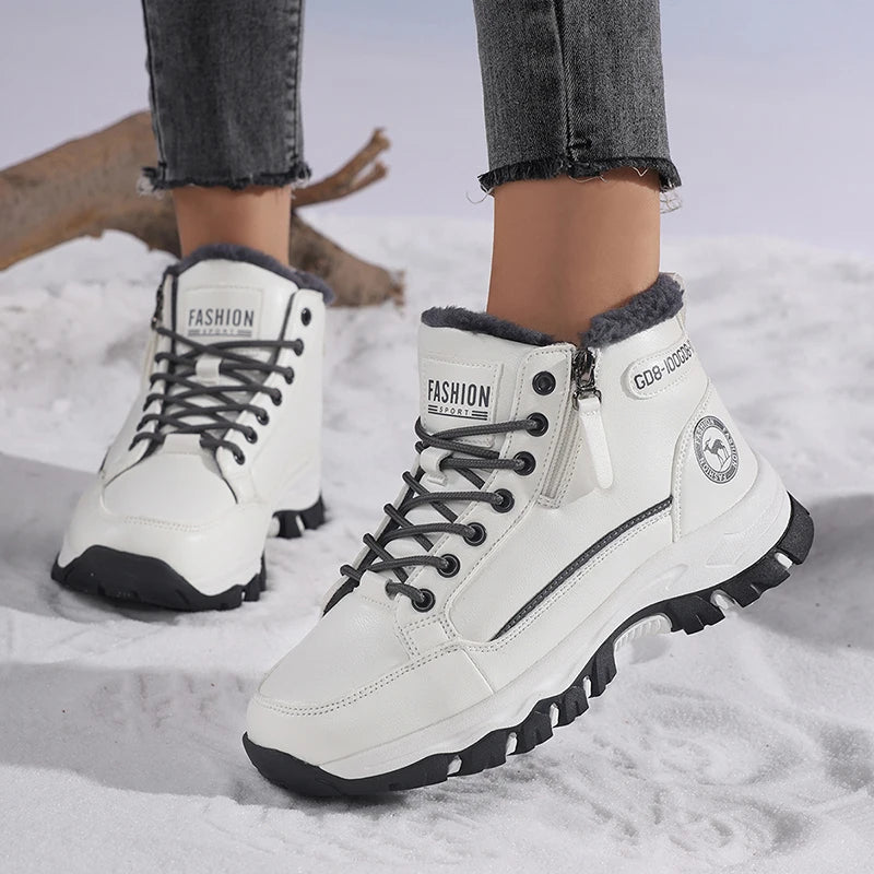 Women's Winter Plush Platform Snow Boots | Waterproof Non-Slip Women's Snow Boots Axl White 41