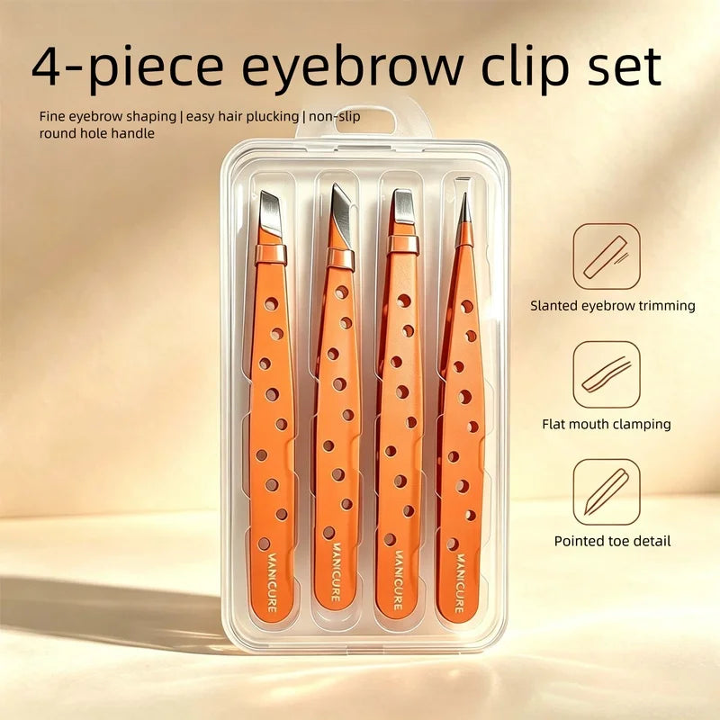 Stainless Steel Slant Tip Eyebrow Tweezers | Makeup Tool Eyebrow Tweezers Axl