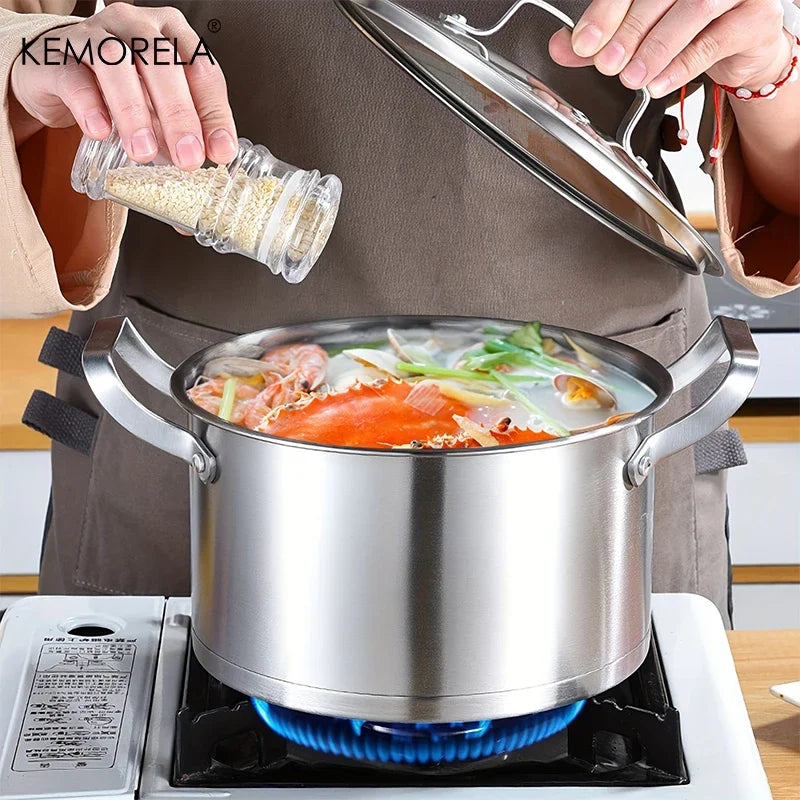 KEMORELA Stainless Steel Pot Set 16/20/24cm – Soup & Steamer Stainless Steel Pot Set Axl