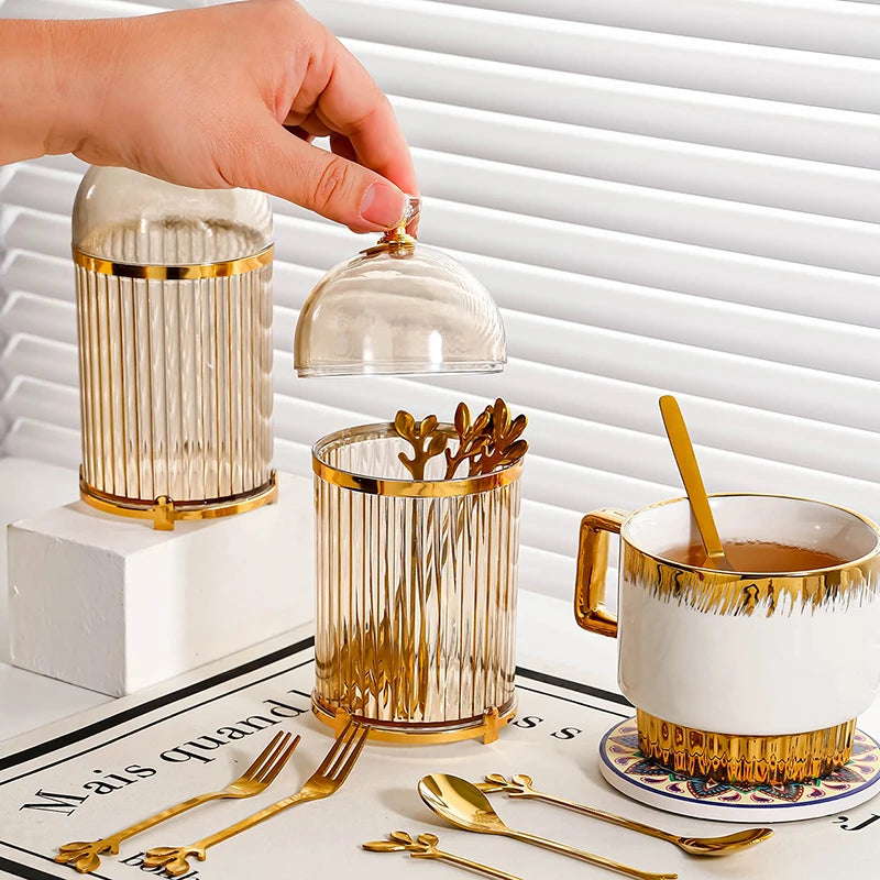 Food Storage Canister with Coffee Spoon & Fork Holder Kitchen Storage Organizer Axl