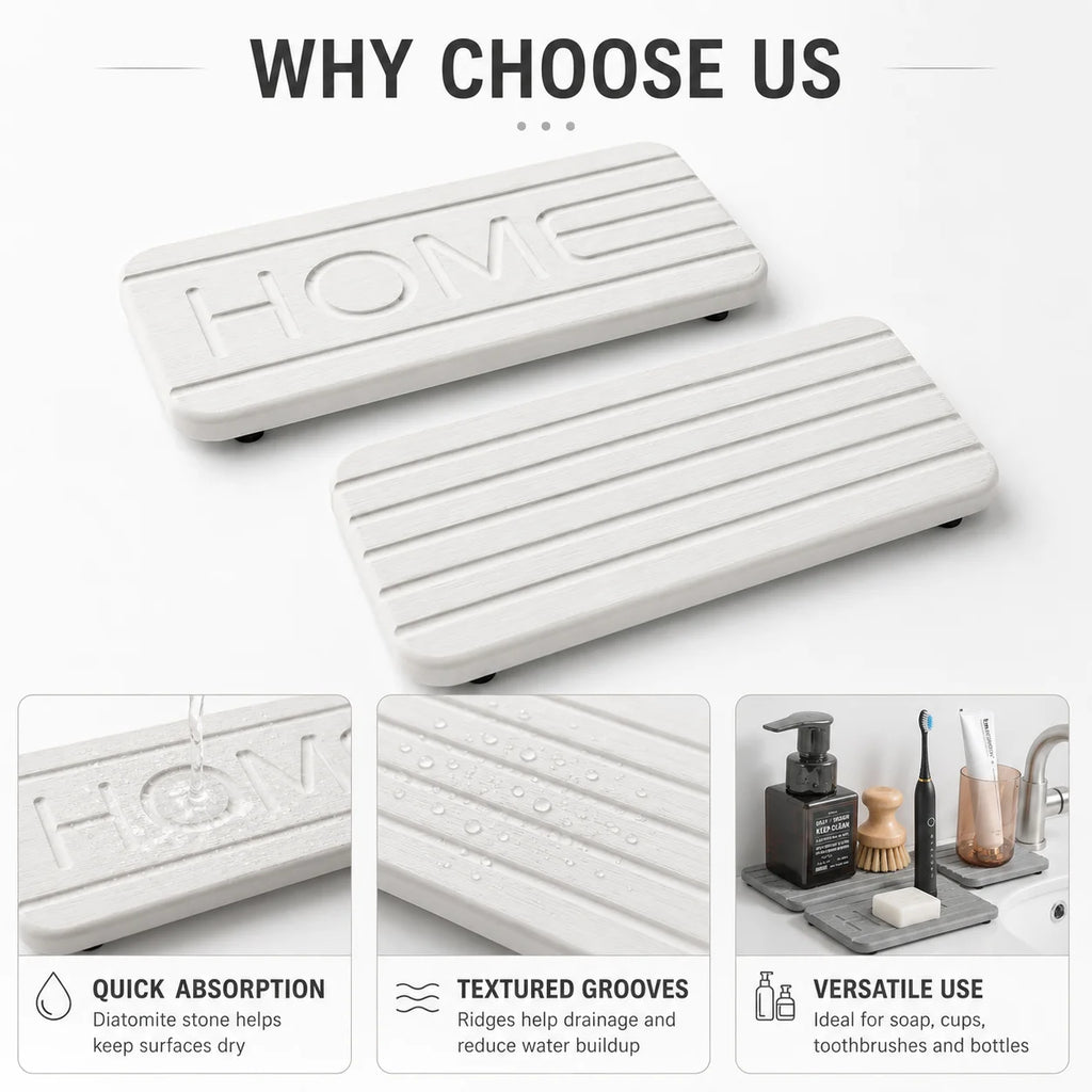 2-Piece Diatomaceous Earth Drying Mat & Sink Tray Organizer Stone Drying Mat Axl