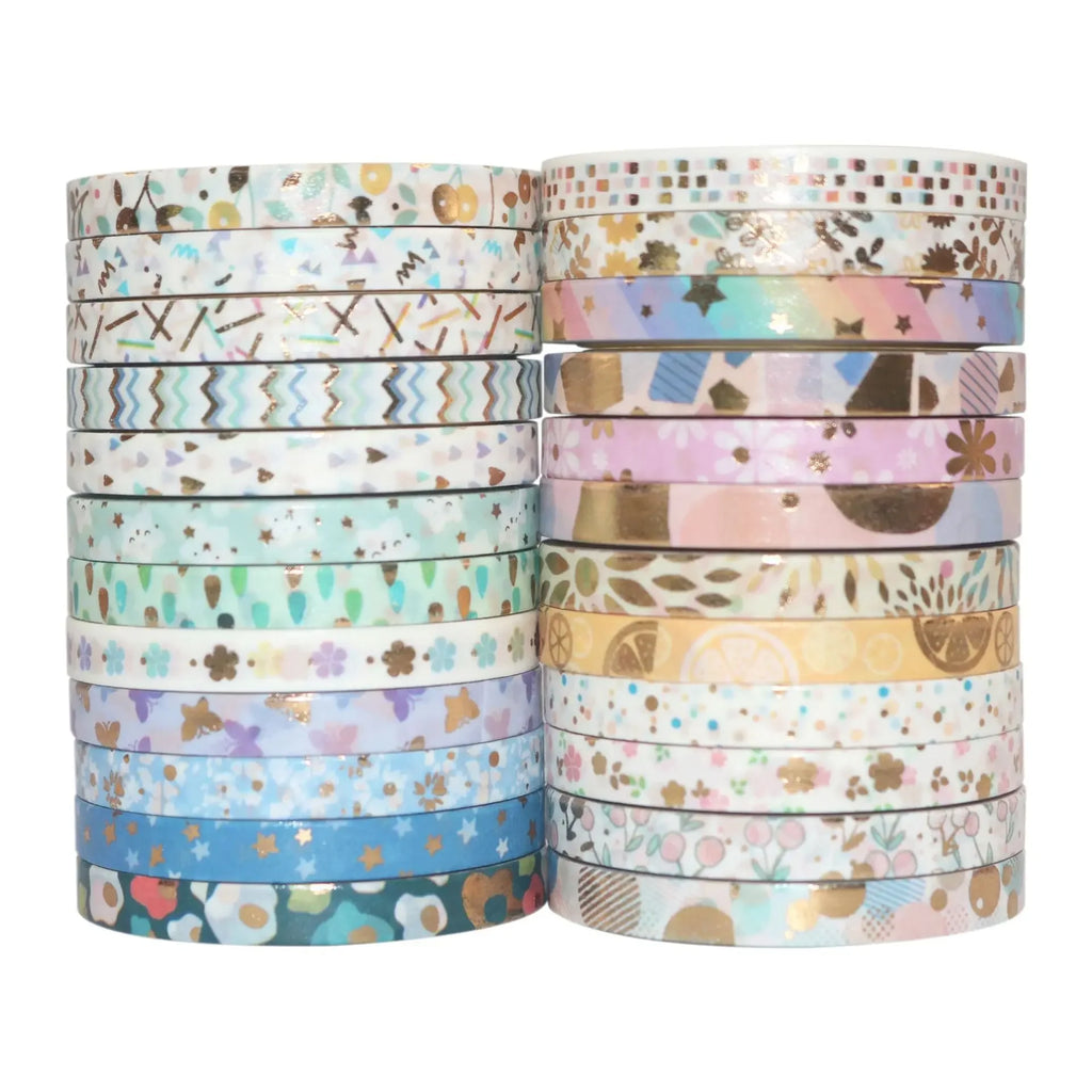 24 Rolls Gold Foil Washi Tape 5mm Cat Pattern – Scrapbook Set Decorative Washi Tape Axl A