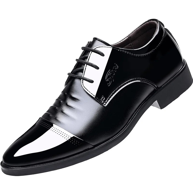 Men's Patent Leather Oxford Shoes – Pointed Toe Dress Lace-Up Men's Oxford Shoes Axl black 41