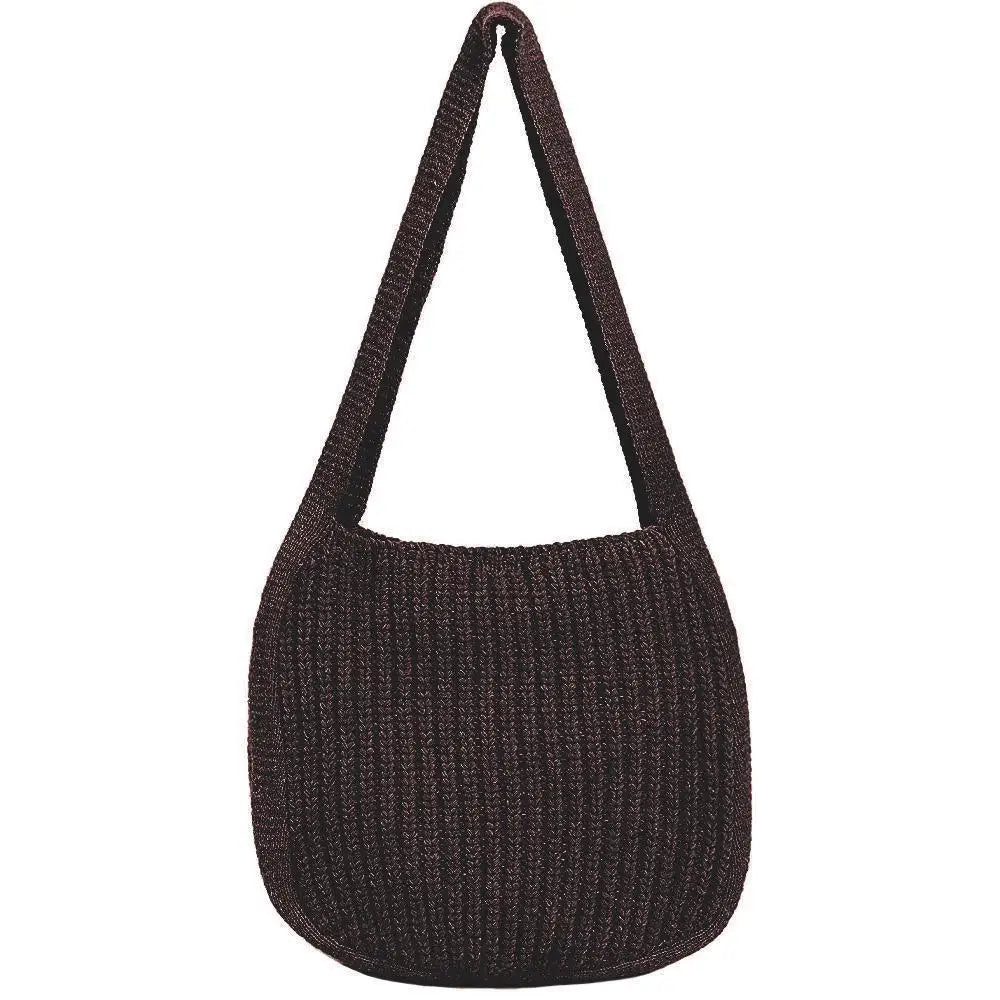 Women's Large Crochet Tote Bag – Hollow Woven Shoulder Handbag Woven Tote Bag Axl Dark Brown
