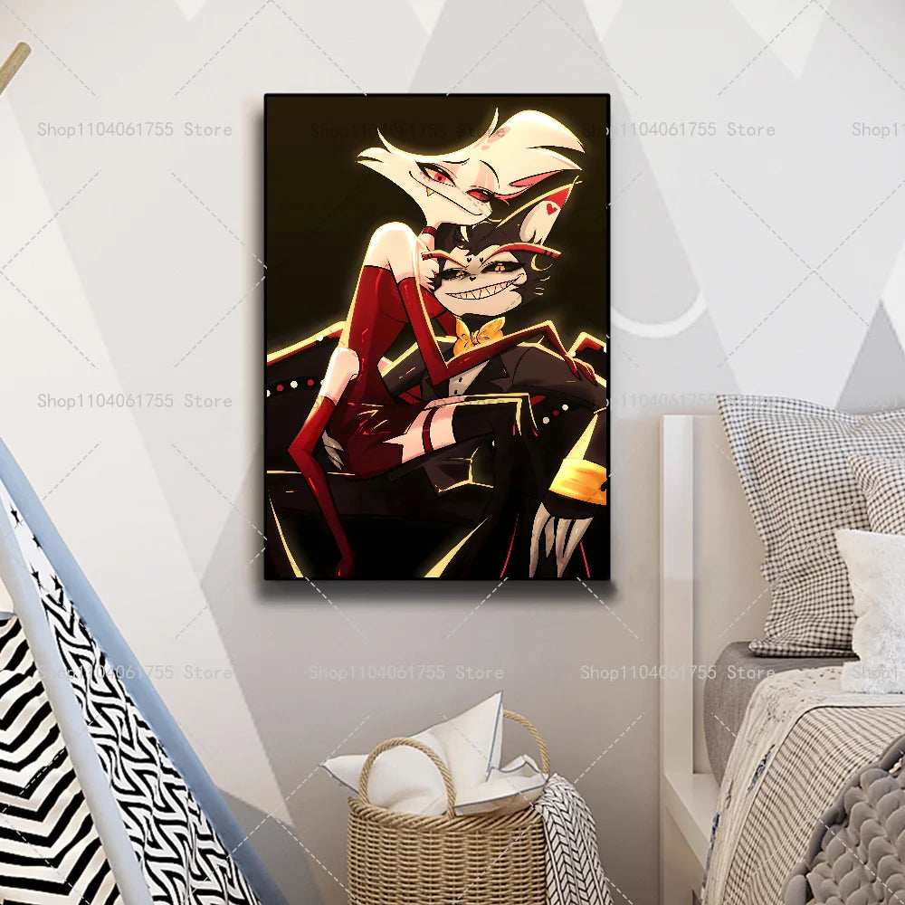 Hazbin Hotel Angel Dust Alastor Poster – Self-Adhesive Wall Art Anime Wall Poster Axl