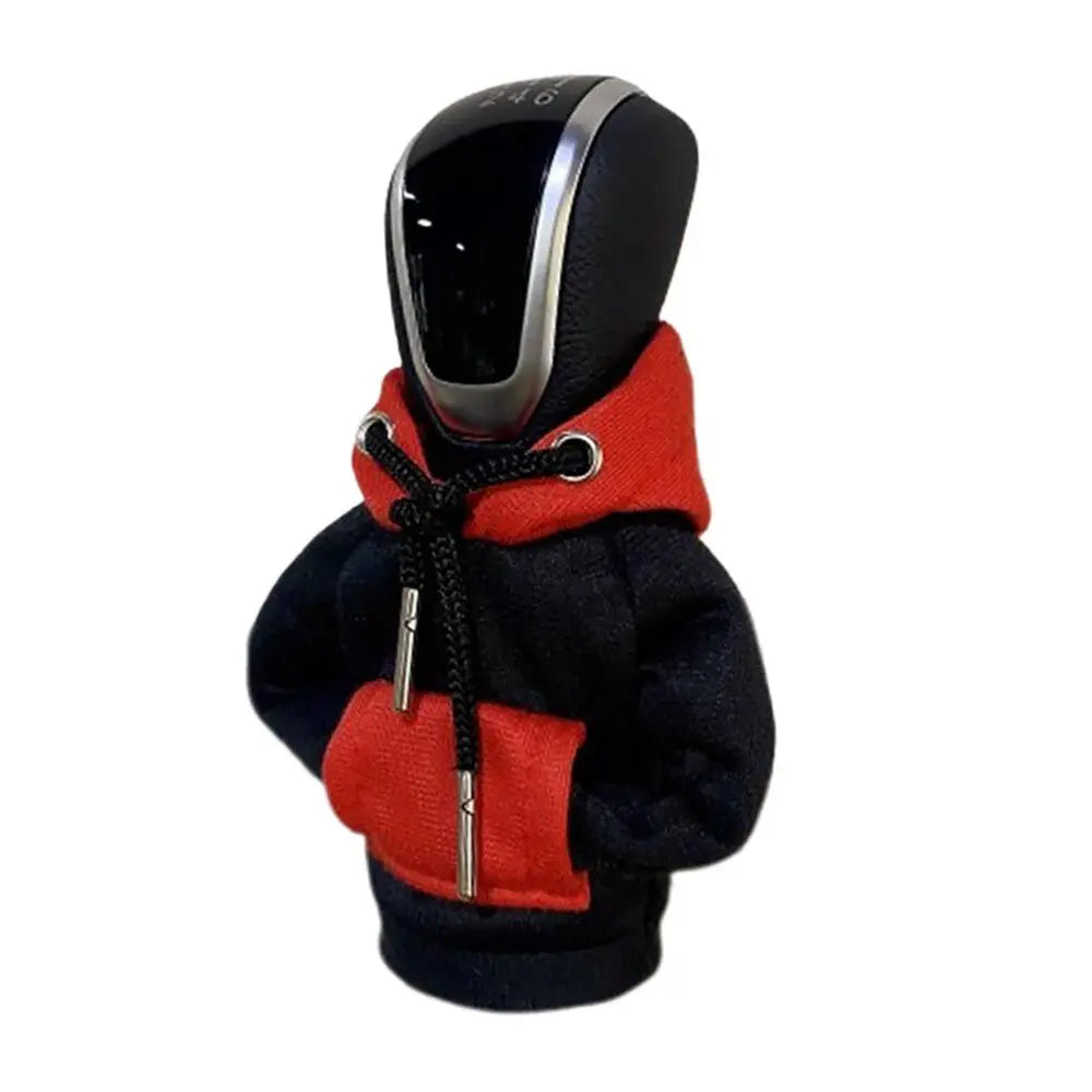 Cotton Hoodie Gear Shift Knob Cover – Color Stitching Car Decor Gear Shift Cover Axl RED-BLACK