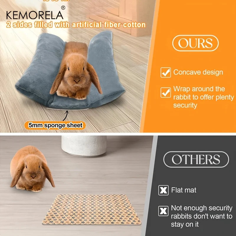 KEMORELA Rabbit Bed – Plush Cotton Lounger Pad & Pillow Small Pet Bed Axl