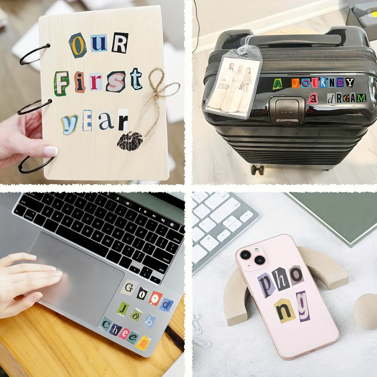 Vintage Magazine Letter Stickers – 8/12 Sheets Scrapbook Alphabet Scrapbook Letter Stickers Axl