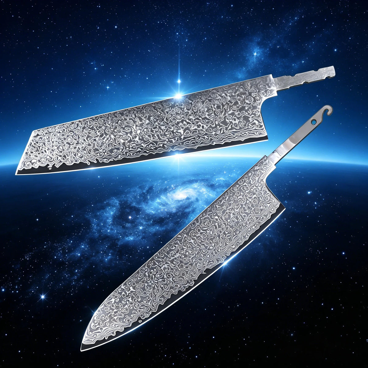 Hand Forged Damascus Steel Chef Knife Blade – 1 or 2 Pcs Damascus Knife Blade Axl