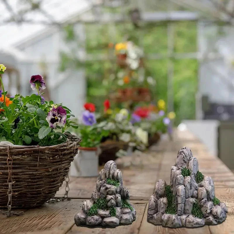 Mini Mountain Resin Rock – Aquarium, Bonsai & Fairy Garden Decor Miniature Garden Ornament Axl