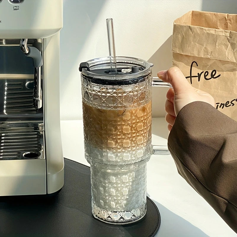 KEMORELA 700ml Insulated Glass Mug with Lid | Hot & Cold Insulated Glass Mug Axl 1PCS 700ML
