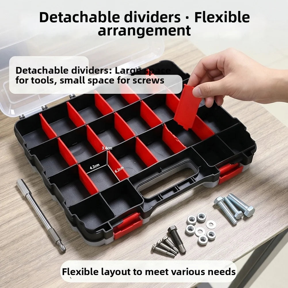Double-Sided Parts Organizer Box – 50 Compartments & Latches Parts Storage Organizer Axl