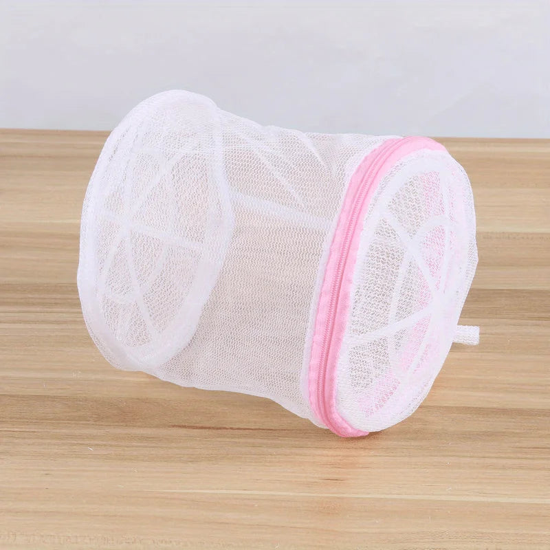 Mesh Bra Laundry Bag – Foldable Oval with Pink Zipper Mesh Laundry Bag Axl pink 1pc