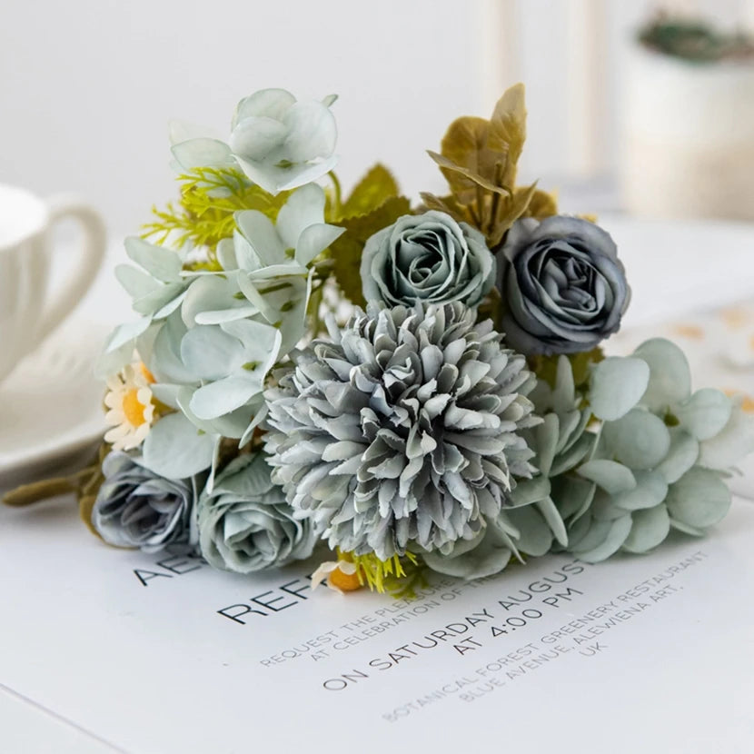 Artificial Chamomile Bouquet – Silk Flowers for Home & Wedding Artificial Flower Bouquet Axl Blue 2 pcs
