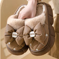 Women's Plush Faux Fur Bow Slippers – Warm Indoor Slides Women's Indoor Slippers Axl Khaki 36-37