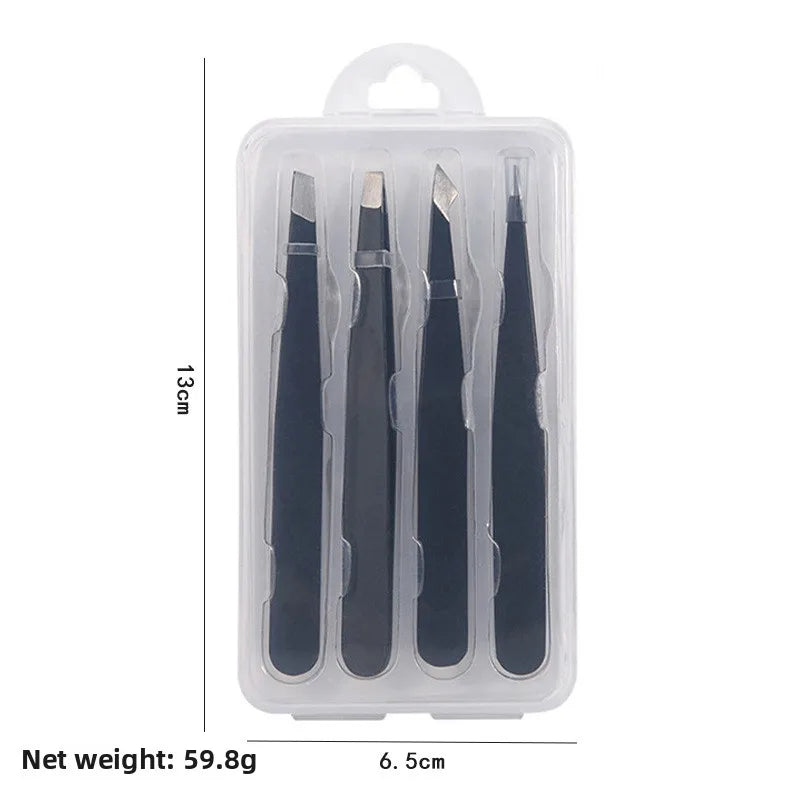 Eyelash Tweezers Set – Stainless Steel with Comb & Carry Case Eyelash Tweezers Set Axl Black eyebrow clip4B