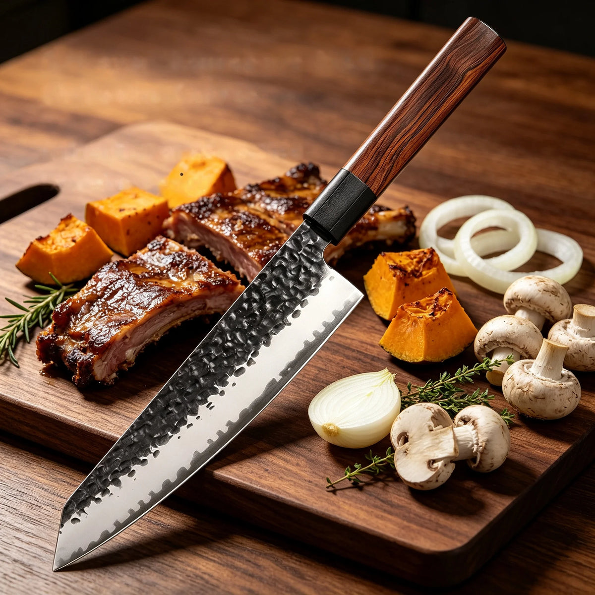 Japanese Kiritsuke Chef Knife – Hand Hammered Forged Steel Chef Knife Axl