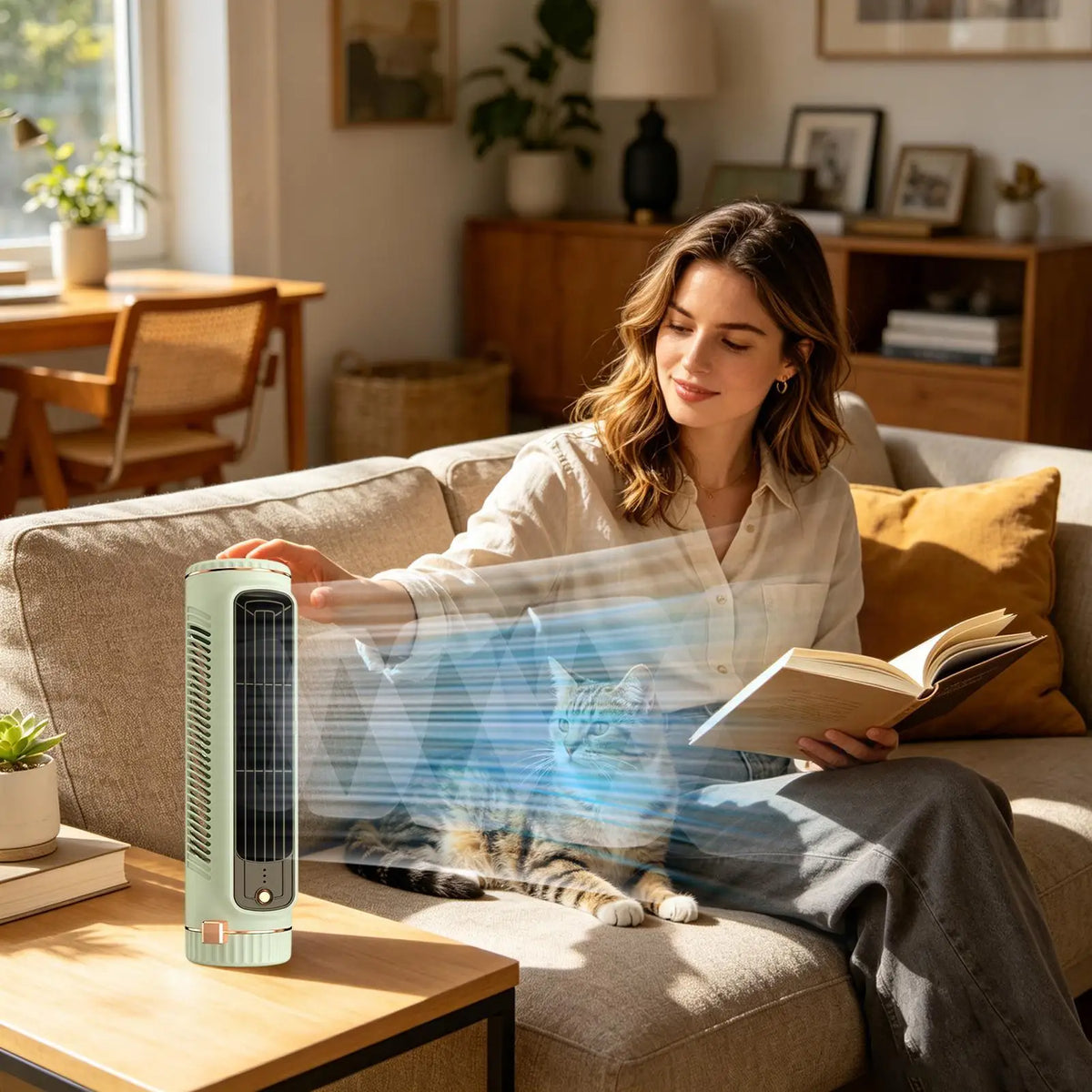 Mini Bladeless Tower Fan – USB Rechargeable, 3 Speed Portable Portable Tower Fan Axl