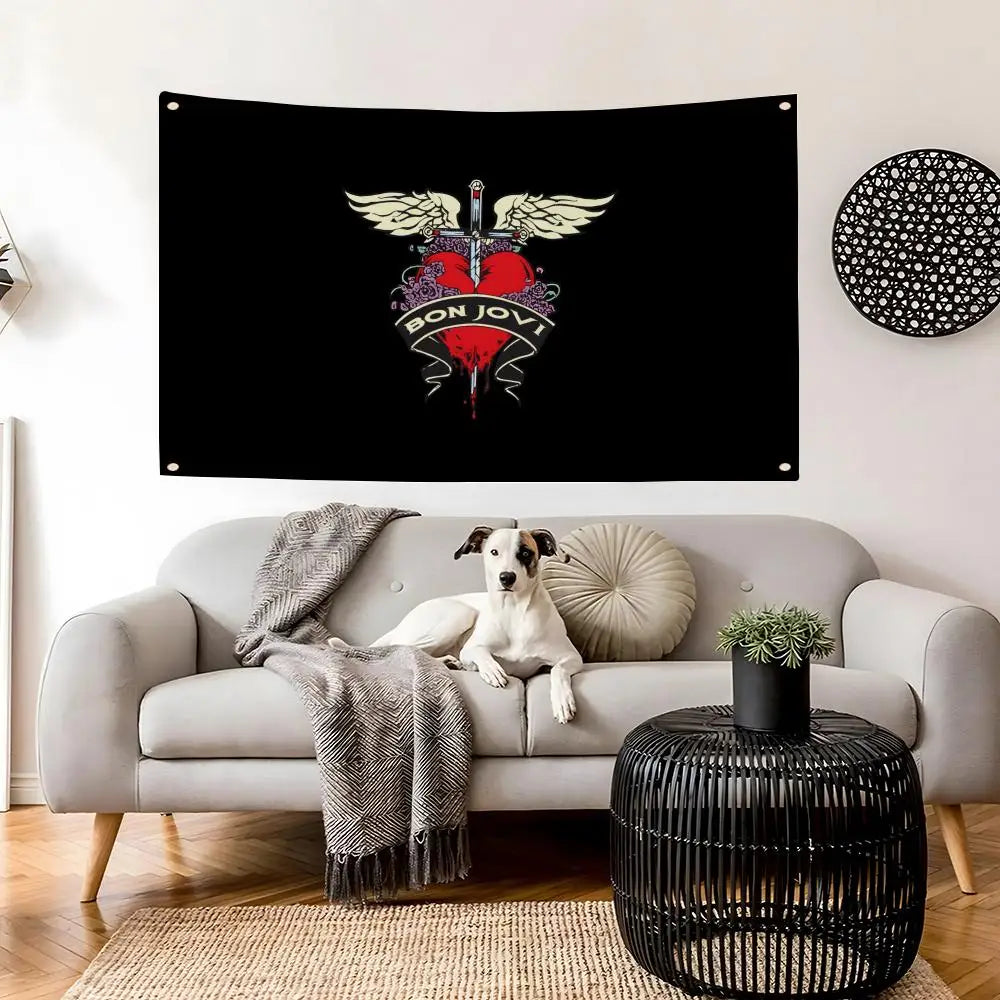 Bon Jovi Band Flag – Indoor & Outdoor Concert Wall Banner Music Band Flag Axl