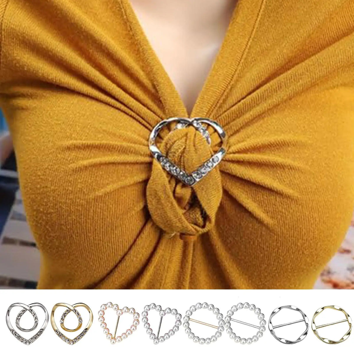 Women's Shirt Clips & Scarf Ring Buckles – 4-Piece Set Fashion Clothing Clips Axl