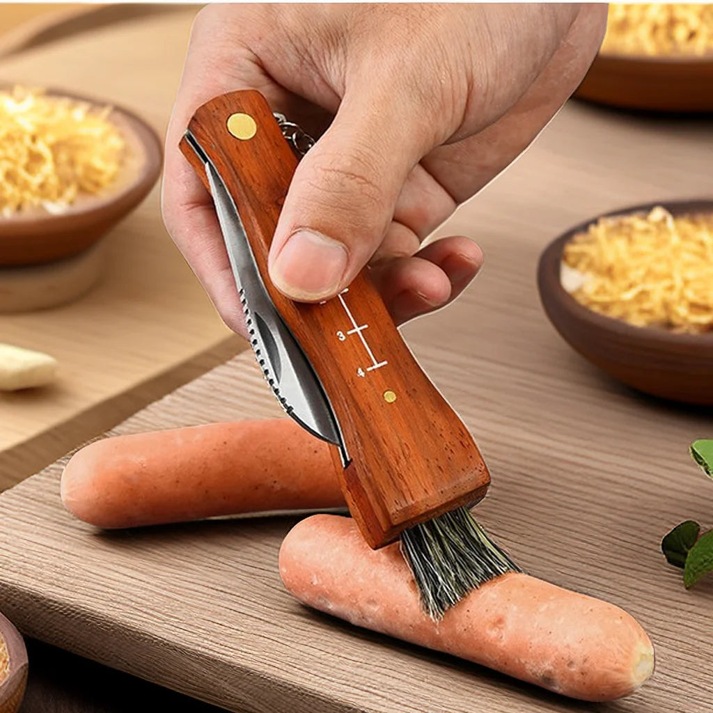 Mini Folding Mushroom Knife – Stainless Steel & Rosewood Handle Folding Pocket Knife Axl