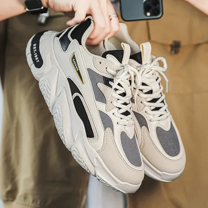 YBQJOO Thick Sole Clunky Sneakers – Breathable Mesh Casual Shoes Casual Sneakers Axl