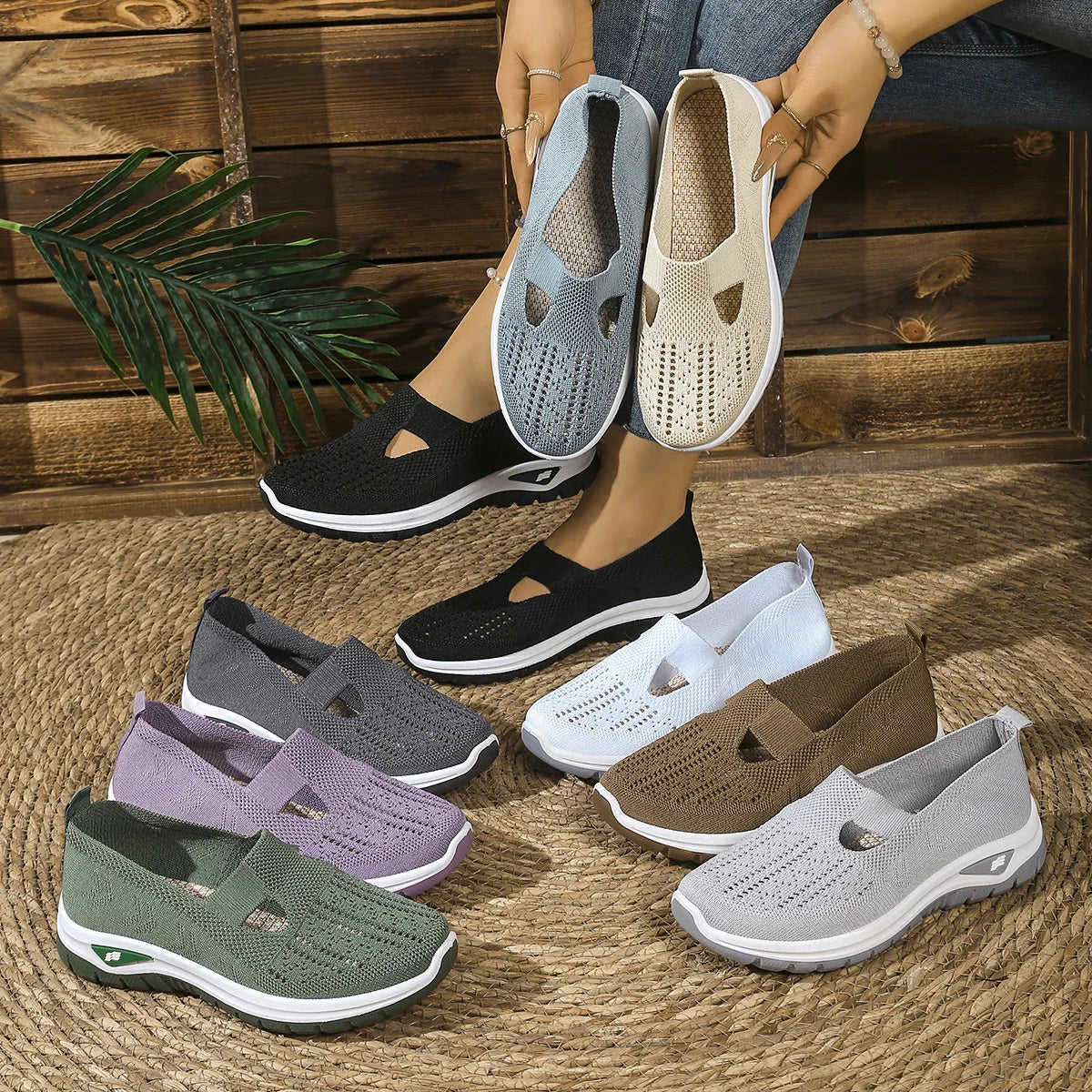 Women's Breathable Mesh Casual Sneakers – Soft Sole Low Top Casual Mesh Sneakers Axl
