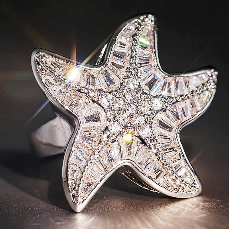 Huitan Star CZ Cocktail Ring – Women's Sparkle Statement Ring Cocktail Ring Axl DJ115 10