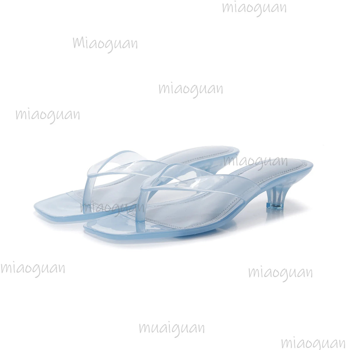 Women's Clear Jelly Slides – Square Toe Low Heel Summer Sandals Jelly Slide Sandals Axl