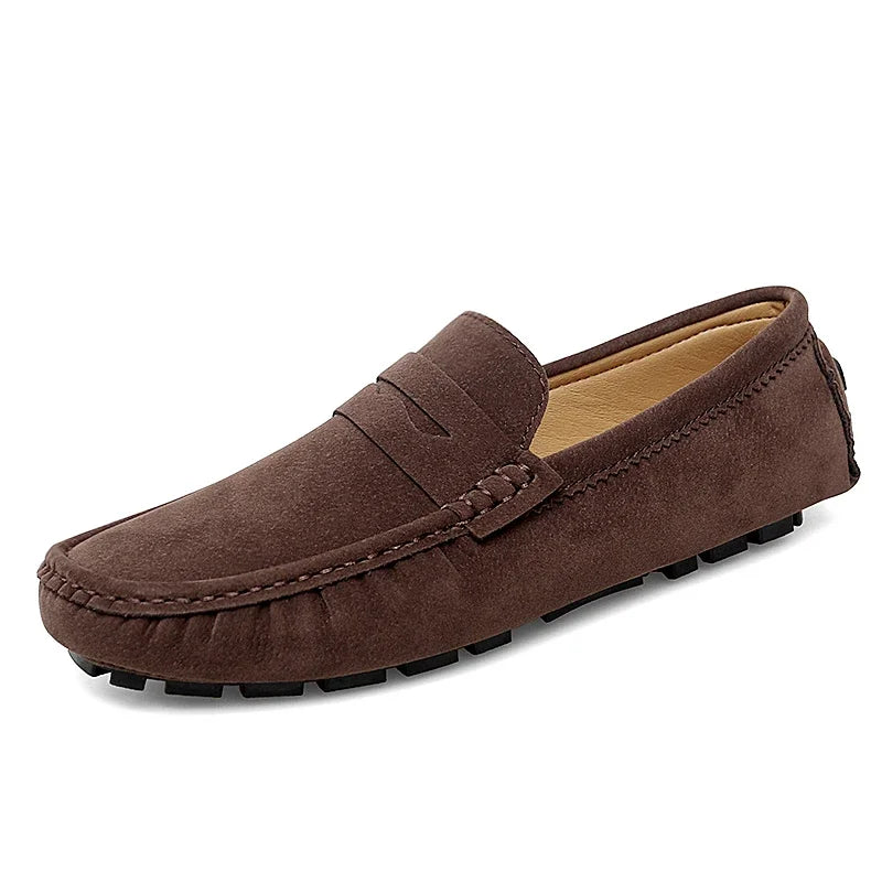 Men's Suede Leather Slip-On Loafers – Casual Flat Shoes Men's Loafers Axl brown 39