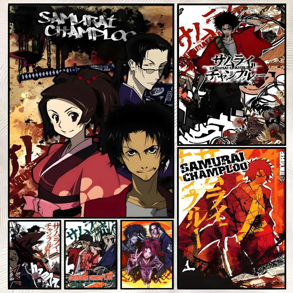 Samurai Champloo Anime Poster – Self-Stick HD Waterproof Wall Art Anime Wall Poster Axl