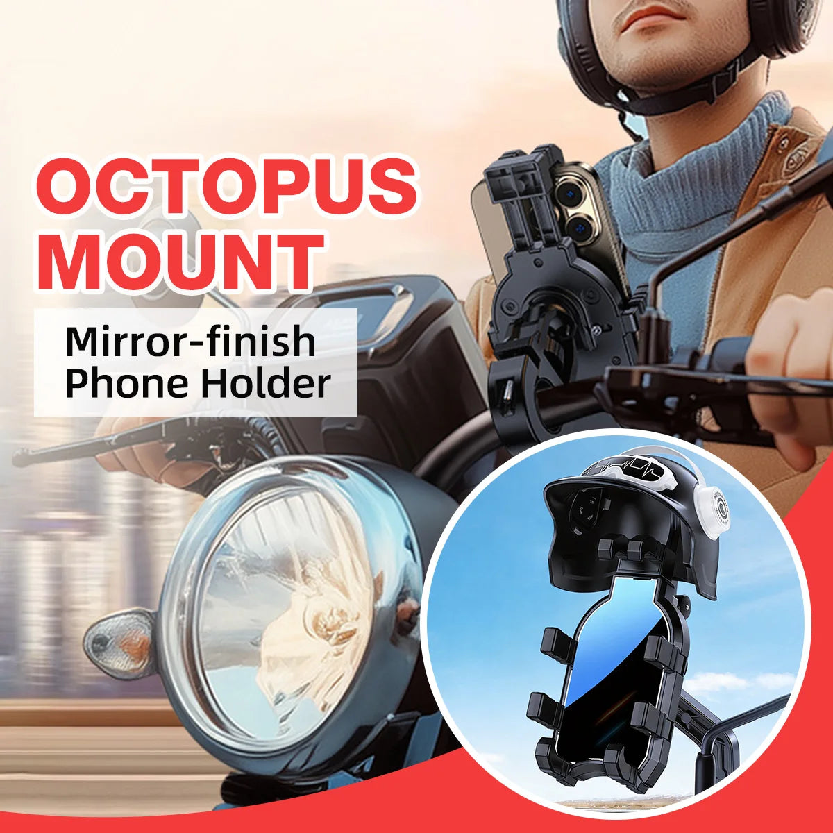Universal Bike Phone Mount – Auto-Lock, Anti-Shake & Rain Cover Motorcycle Phone Mount Axl