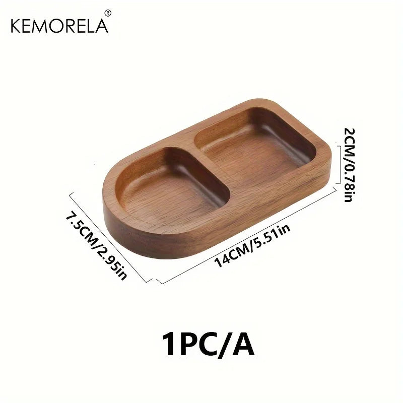 Solid Wood Condiment Tray – 2/3 Grid Sushi & Sauce Plate Wooden Serving Tray Axl 2 Squares