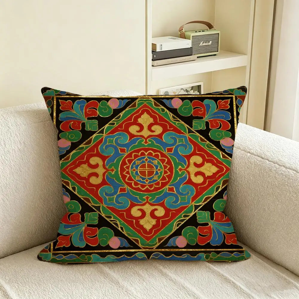 Natural Linen Brocade Print Cushion Cover | Sofa & Bed Pillowcase Decorative Cushion Cover Axl White2 30X30cm