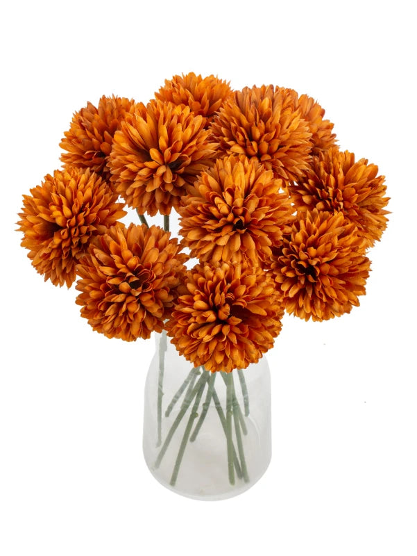 Silk Artificial Dandelion Hydrangea Flowers | Wedding & Home Décor Artificial Silk Flowers Axl Dark Khaki 20 pcs