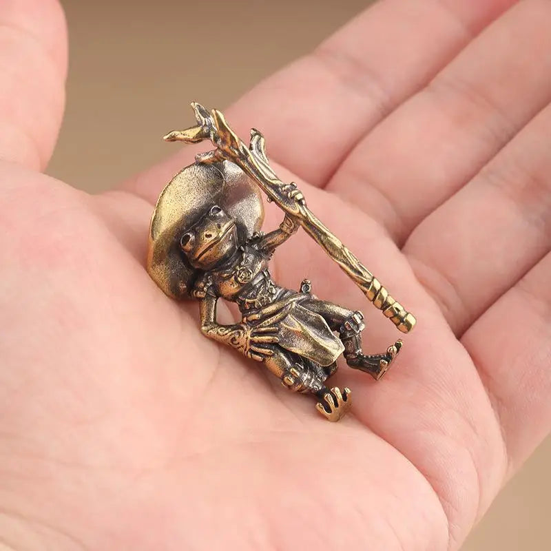 Vintage Brass Frog Wizard Statue | Desktop Figurine Ornament Desktop Figurine Ornament Axl