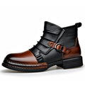 Men's Retro Ankle Boots – Warm Faux Fur Platform Motorcycle Men's Ankle Boots Axl Black 38