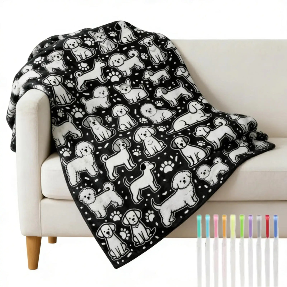 DIY Coloring Blanket with 24 Markers – Cartoon Art Throw DIY Coloring Blanket Axl